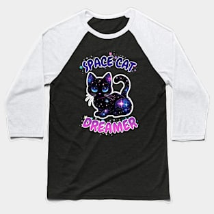 Space Cat Dreamer Baseball T-Shirt